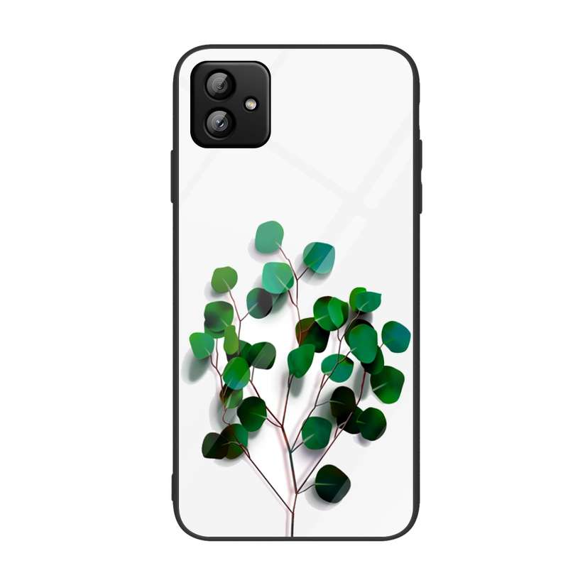 For Samsung Galaxy A04 Colorful Painted Glass Phone Case(Flower)
