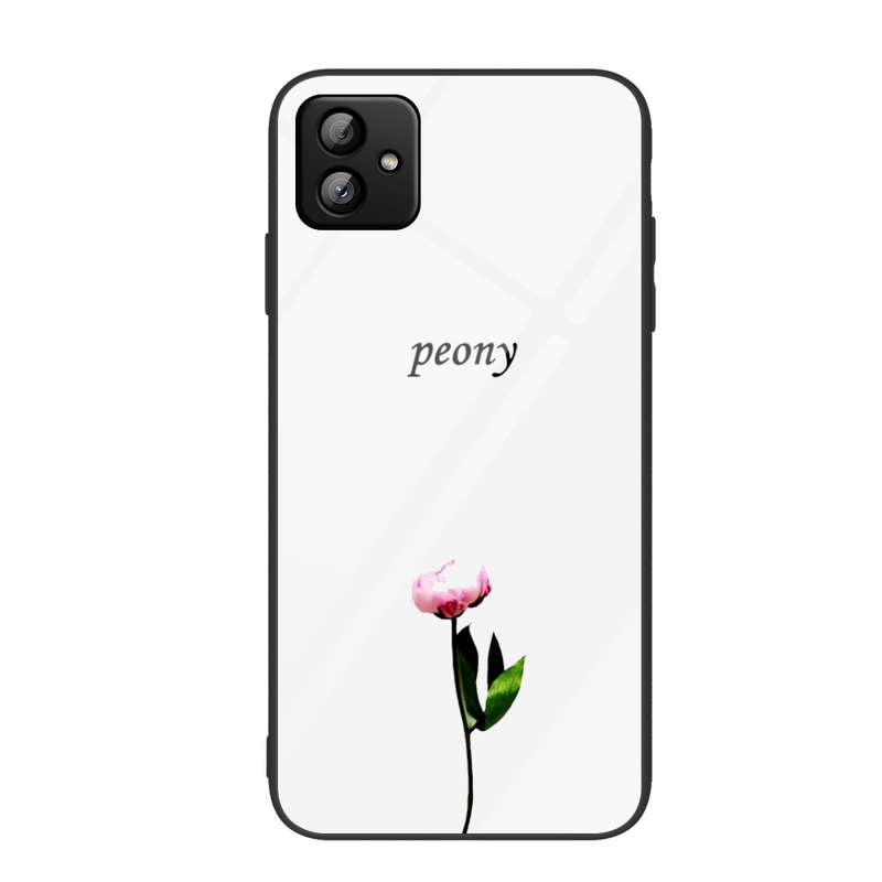 For Samsung Galaxy A04 Colorful Painted Glass Phone Case(Flower)