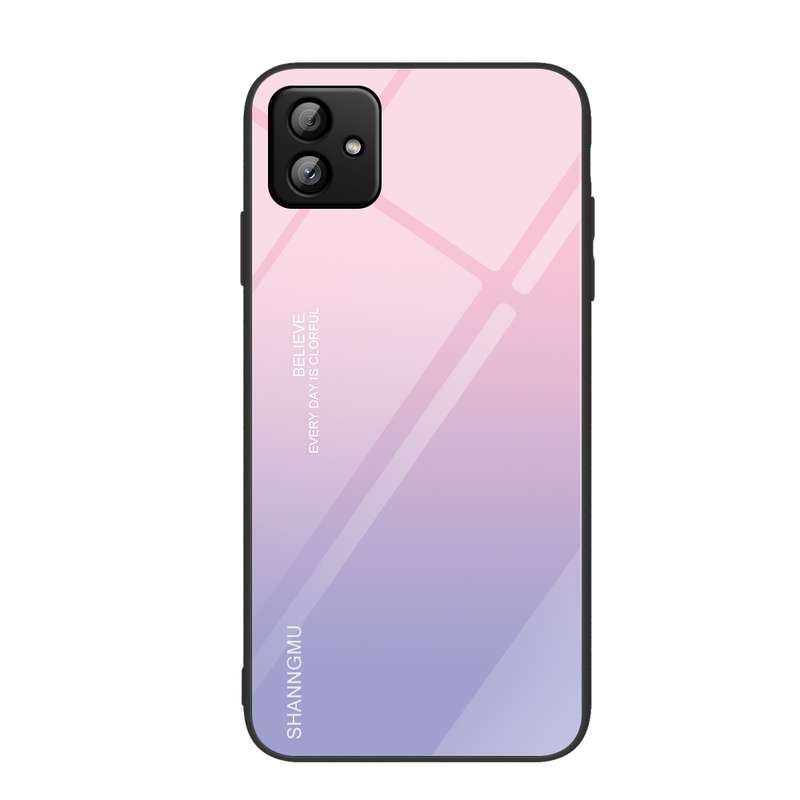 For Samsung Galaxy A04 Colorful Painted Glass Phone Case(Flower)