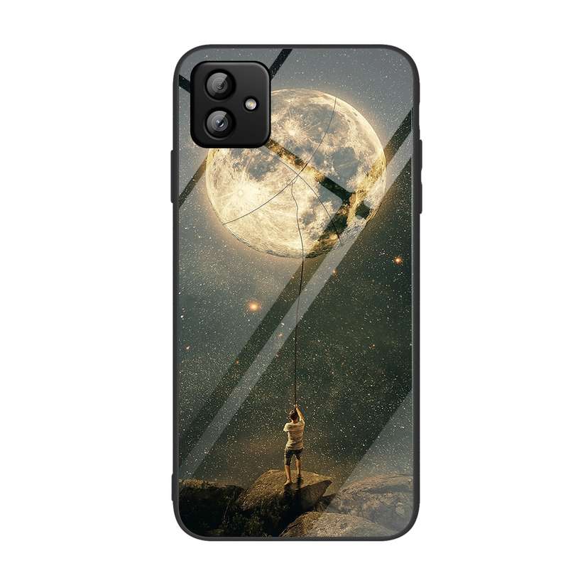 For Samsung Galaxy A04 Colorful Painted Glass Phone Case(Flower)