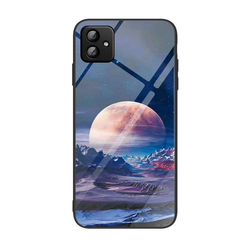 For Samsung Galaxy A04 Colorful Painted Glass Phone Case(Flower)