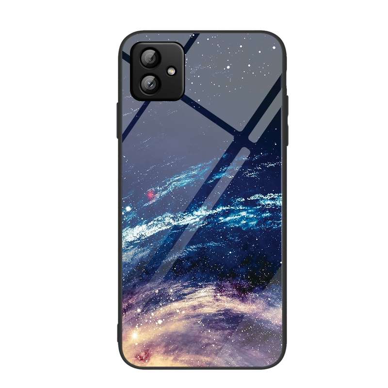 For Samsung Galaxy A04 Colorful Painted Glass Phone Case(Flower)
