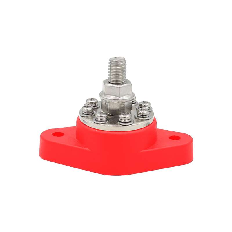 3/8 inch M10 RV Yacht 8-way Terminal Stud with 2 M5x20 Screws(Red)