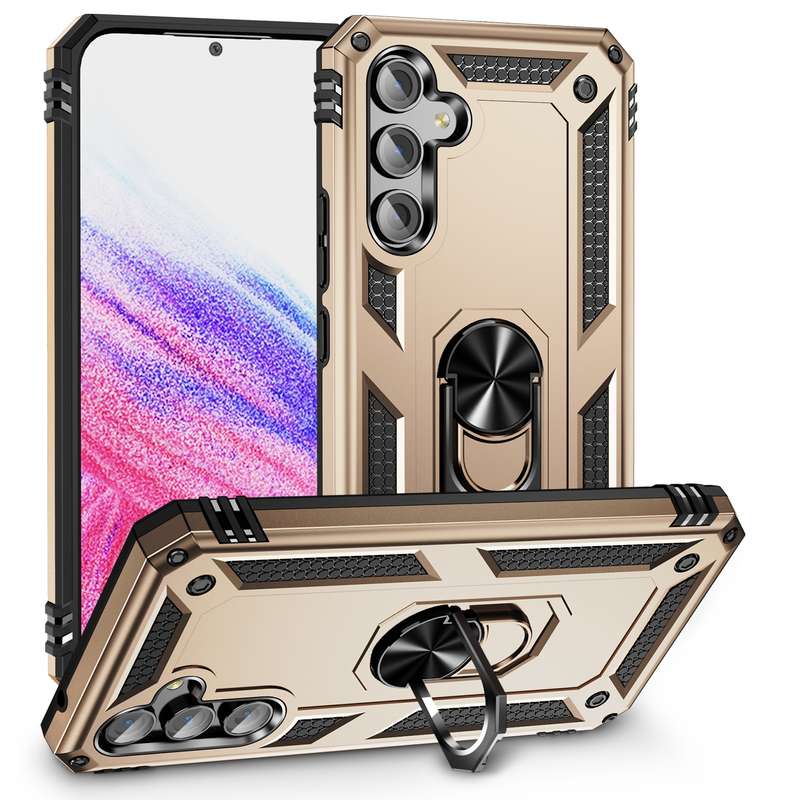 For Samsung Galaxy A54 Shockproof TPU + PC Phone Case with Holder(Black)