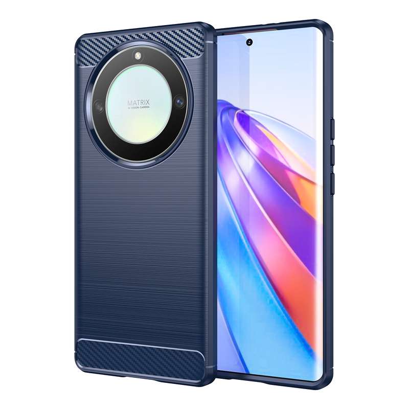 For Honor X9a Brushed Texture Carbon Fiber TPU Phone Case(Blue)