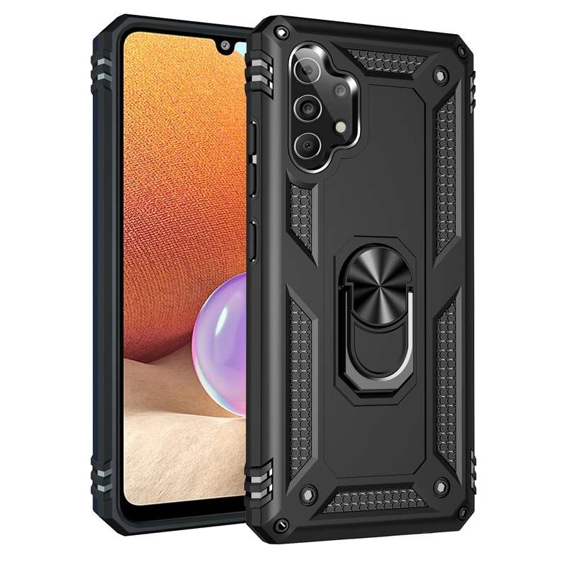 For Samsung Galaxy A53 / A53s Armor Shockproof Phone Case with Ring Holder(Black)