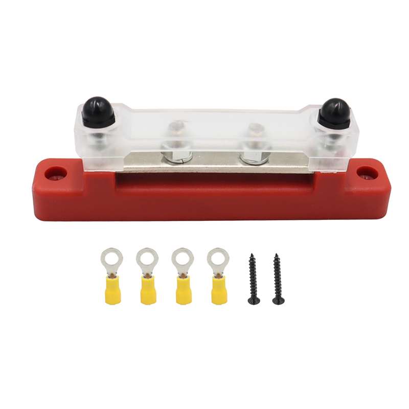 CP-3118 150A 12-48V RV Yacht Single-row 2-way Busbar with 4pcs Terminals(Red)