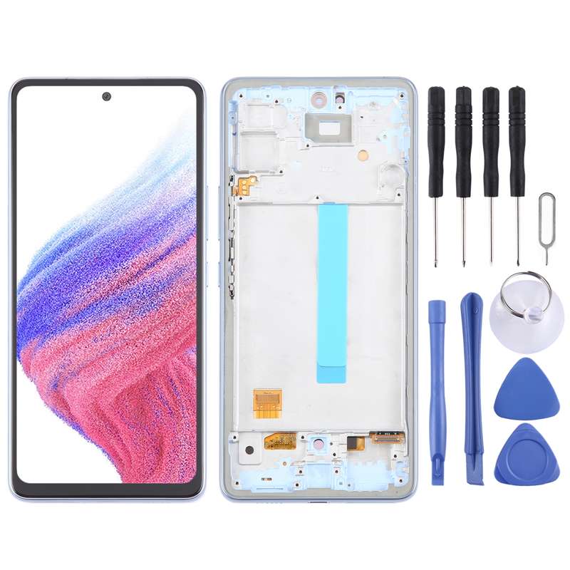 For Samsung Galaxy A53 5G SM-A536 6.48 inch OLED LCD Screen Digitizer Full Assembly with Frame (Blue
