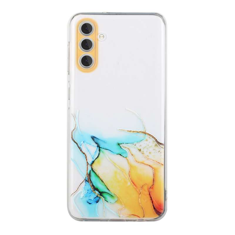 For Samsung Galaxy A34 5G Hollow Marble Pattern TPU Precise Hole Phone Protective Case(Pink)