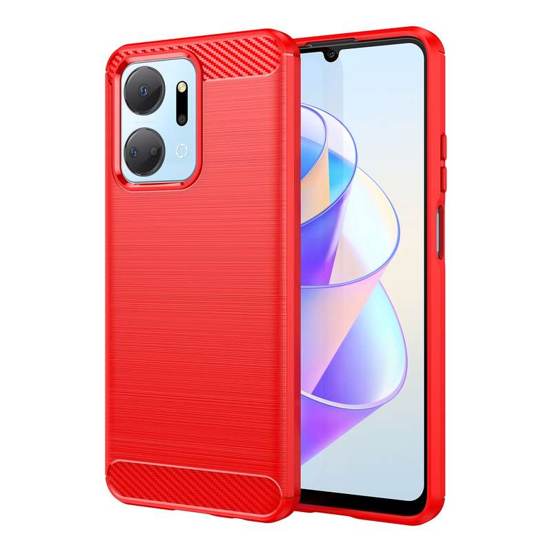For Honor X7a Brushed Texture Carbon Fiber TPU Phone Case(Blue)
