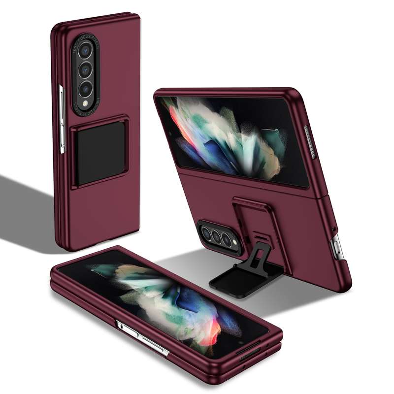 For Samsung Galaxy Z Fold3 5G Three-dimensional Folding Holder PC Phone Case(Black)