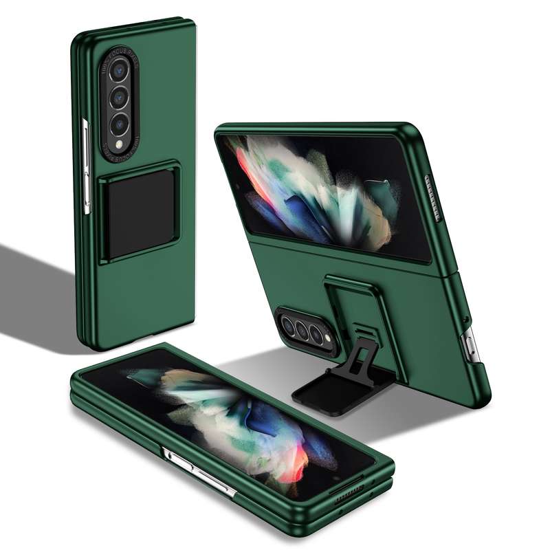 For Samsung Galaxy Z Fold3 5G Three-dimensional Folding Holder PC Phone Case(Black)