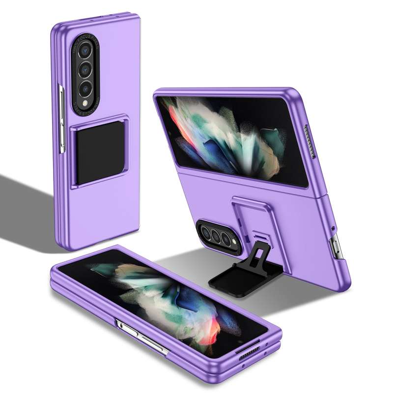 For Samsung Galaxy Z Fold3 5G Three-dimensional Folding Holder PC Phone Case(Black)