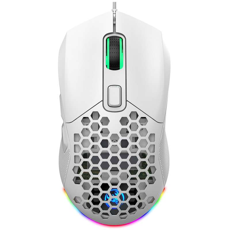 HXSJ X300 7200DPI RGB Backlight Interchangeable Back Cover Hole Gaming Wired Mouse