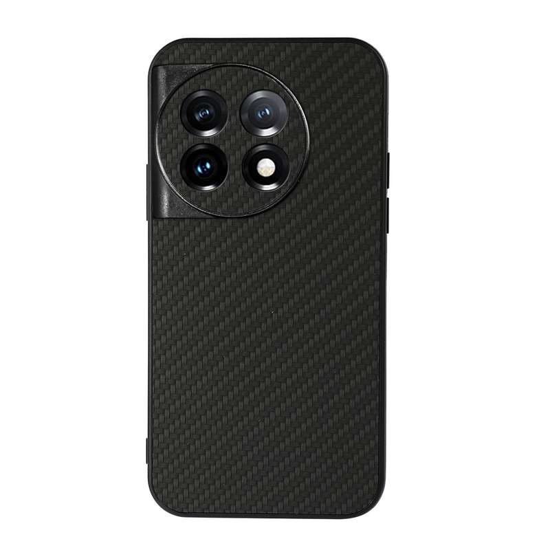 For OnePlus 11 5G Accurate Hole Carbon Fiber Texture PU Phone Case(Black)