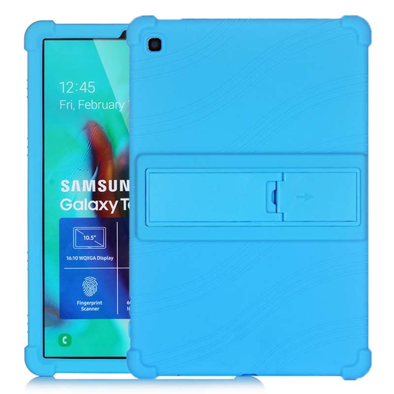 For Galaxy Tab S5e T720 Tablet PC Silicone Protective Case with Invisible Bracket(Black)