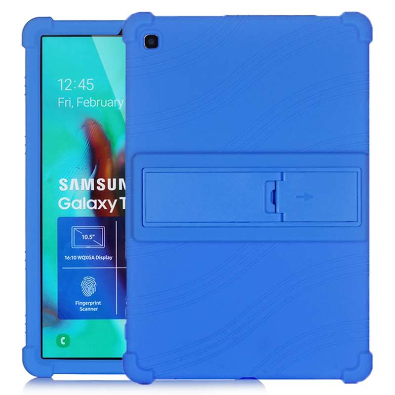 For Galaxy Tab S5e T720 Tablet PC Silicone Protective Case with Invisible Bracket(Black)