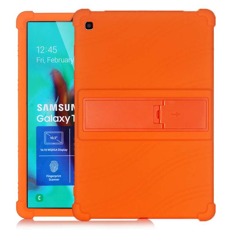 For Galaxy Tab S5e T720 Tablet PC Silicone Protective Case with Invisible Bracket(Black)