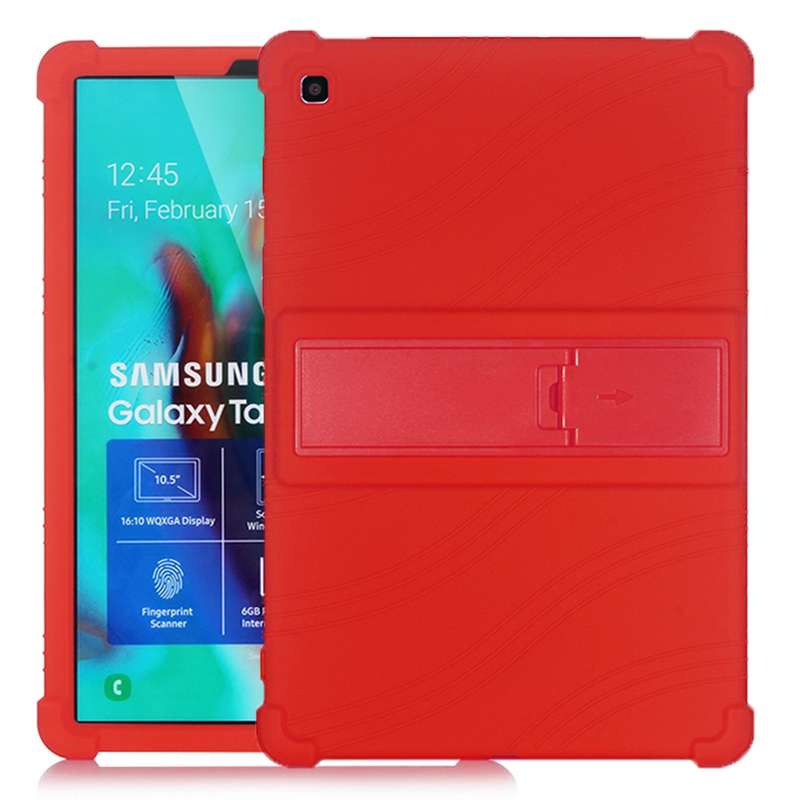 For Galaxy Tab S5e T720 Tablet PC Silicone Protective Case with Invisible Bracket(Black)