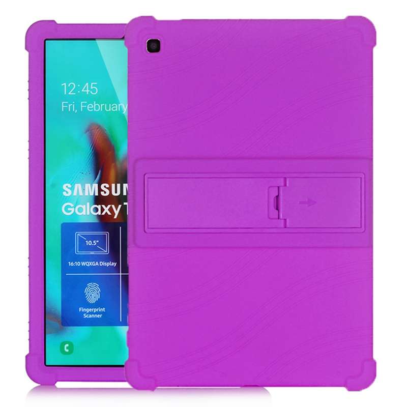 For Galaxy Tab S5e T720 Tablet PC Silicone Protective Case with Invisible Bracket(Black)
