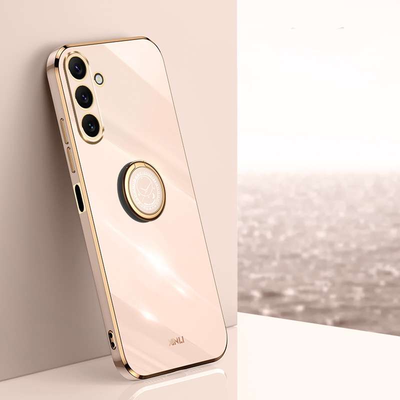For Samsung Galaxy A24 4G XINLI Straight Edge 6D Electroplate TPU Phone Case with Ring Holder(Cherry