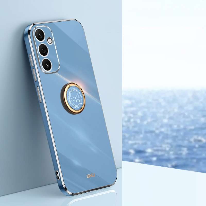For Samsung Galaxy A24 4G XINLI Straight Edge 6D Electroplate TPU Phone Case with Ring Holder(Cherry