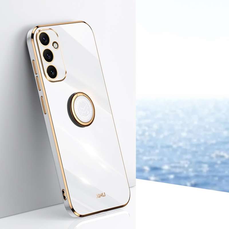 For Samsung Galaxy A24 4G XINLI Straight Edge 6D Electroplate TPU Phone Case with Ring Holder(Cherry