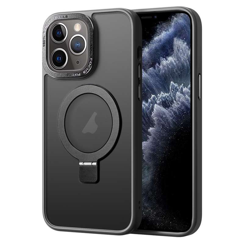 For iPhone 11 Pro Max Skin Feel MagSafe Magnetic Holder Phone Case(Matte White)