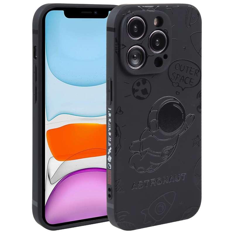 For iPhone 11 Astronaut Pattern Silicone Straight Edge Phone Case(Mars Astronaut-White)