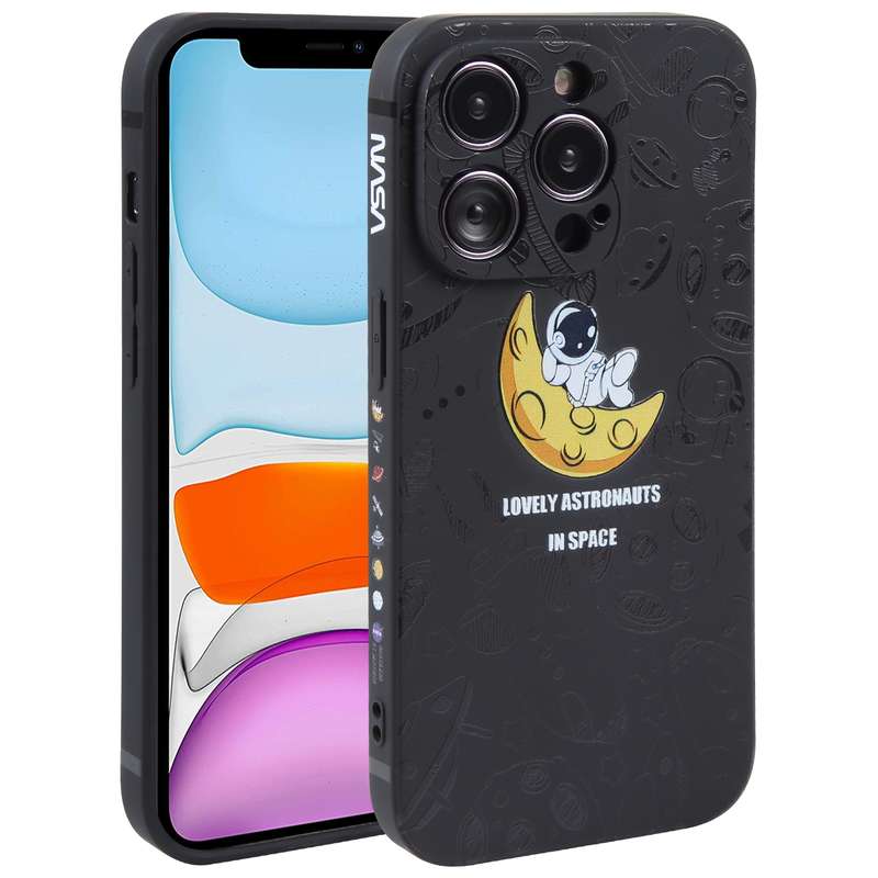 For iPhone 11 Astronaut Pattern Silicone Straight Edge Phone Case(Mars Astronaut-White)