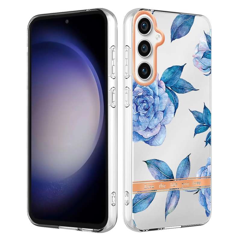For Samsung Galaxy S23 FE 5G Flowers and Plants Series IMD TPU Phone Case(Pink Gardenia)
