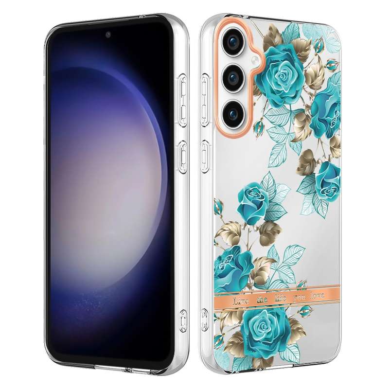 For Samsung Galaxy S23 FE 5G Flowers and Plants Series IMD TPU Phone Case(Pink Gardenia)