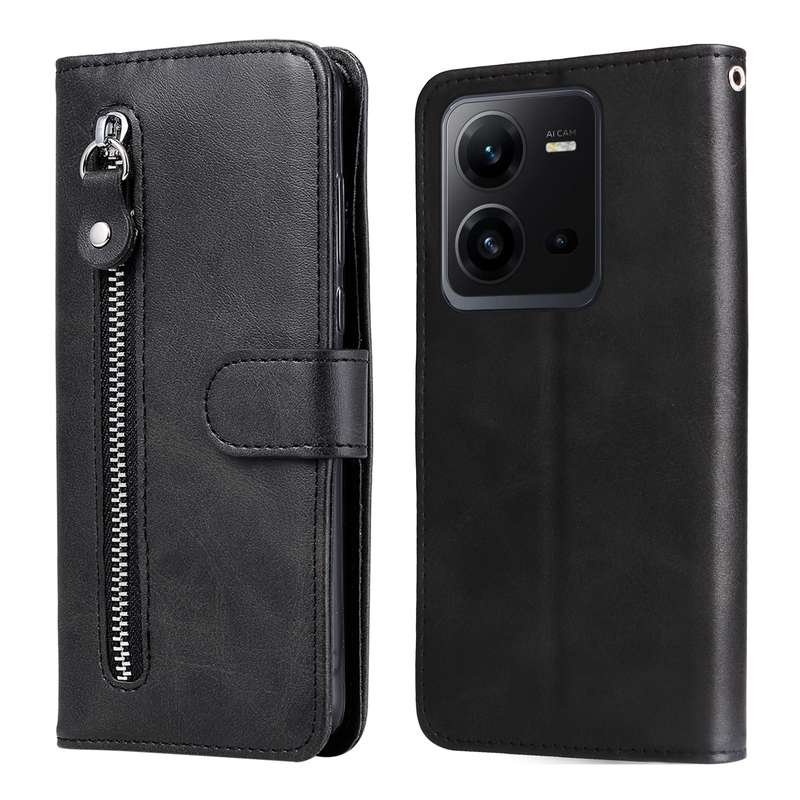 For vivo V25 5G/V25e 4G Calf Texture Zipper Leather Phone Case(Blue)