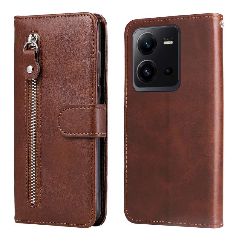 For vivo V25 5G/V25e 4G Calf Texture Zipper Leather Phone Case(Blue)