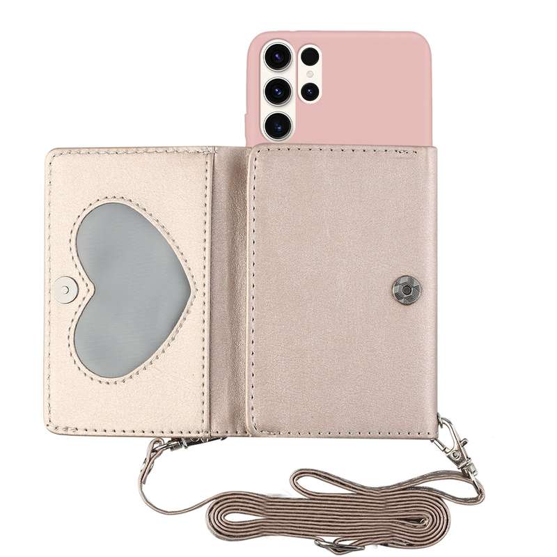 For Samsung Galaxy S23 Ultra 5G Crossbody Lanyard Wallet Card Bag Phone Case(Grey)