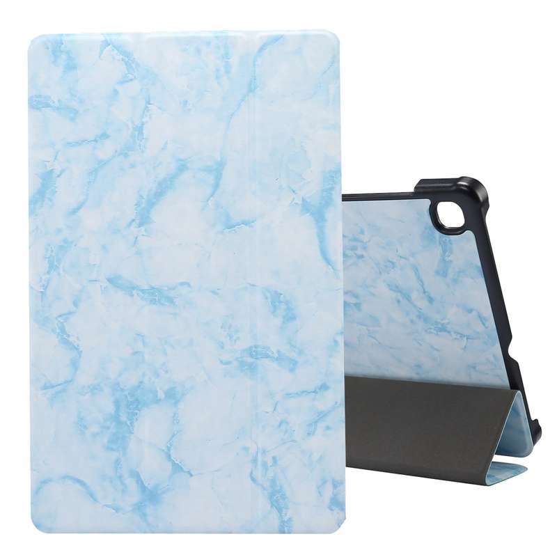 For Galaxy Tab S6 Lite P610 / P615 Marble Texture Horizontal Flip Leather Case, with Three-folding H