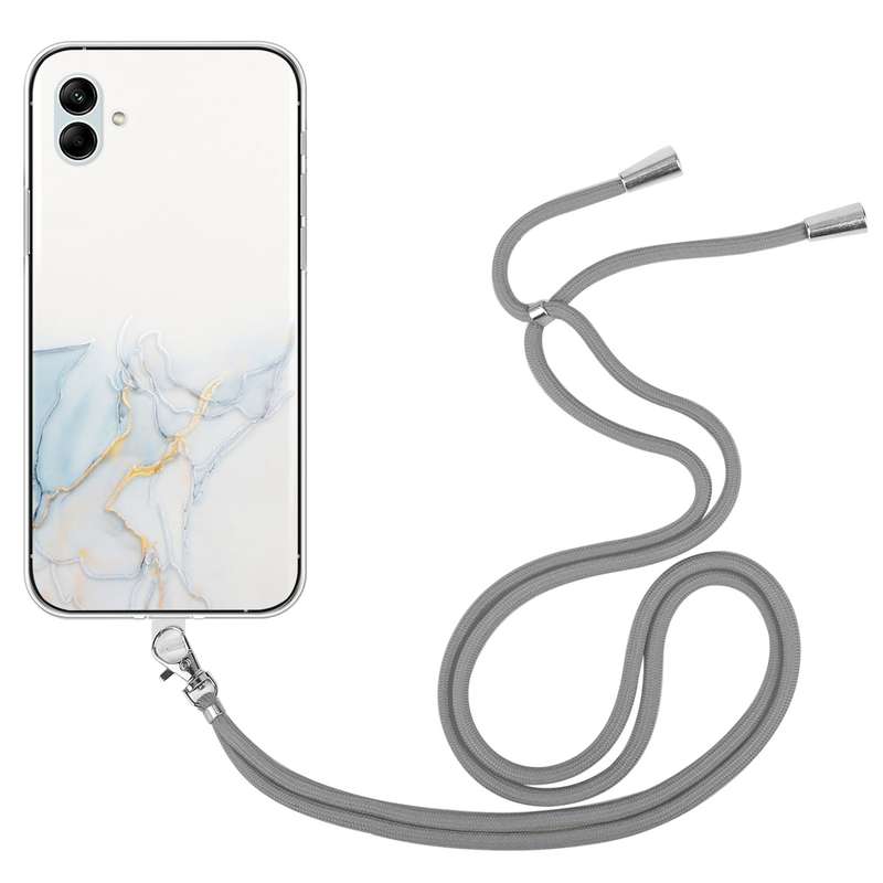 For Samsung Galaxy A04e Hollow Marble Pattern TPU Shockproof Phone Case with Neck Strap Rope(Pink)