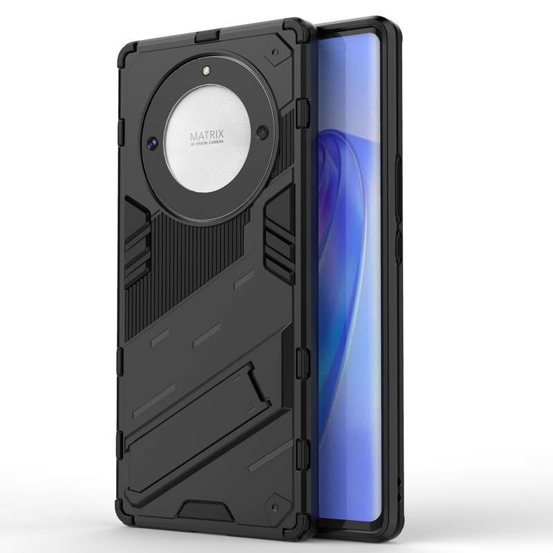 For Honor X9a/X40 5G/Magic5 Lite Punk Armor PC + TPU Phone Case with Holder(Grey)