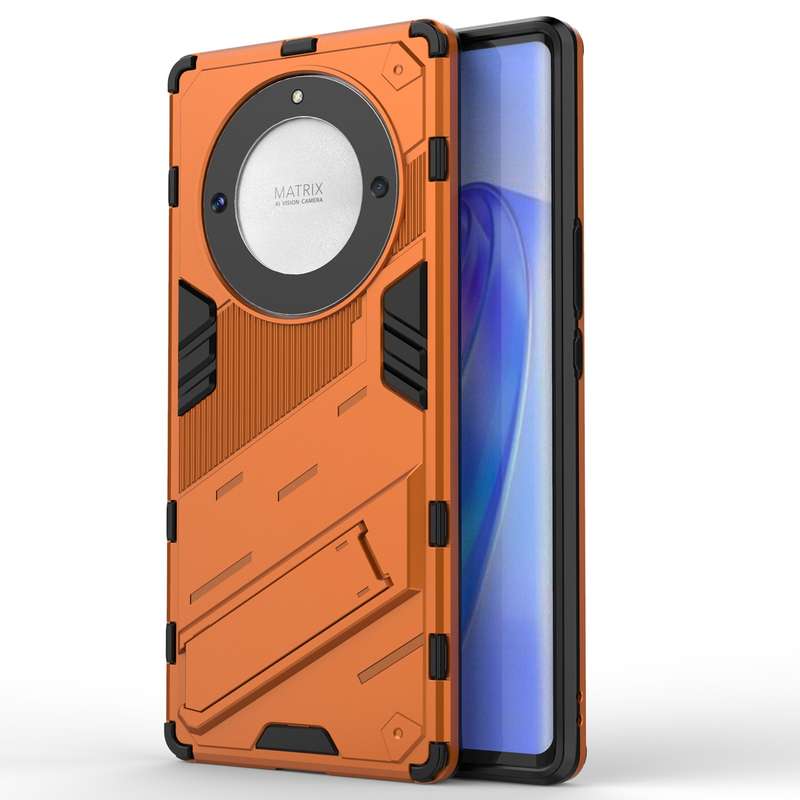For Honor X9a/X40 5G/Magic5 Lite Punk Armor PC + TPU Phone Case with Holder(Grey)