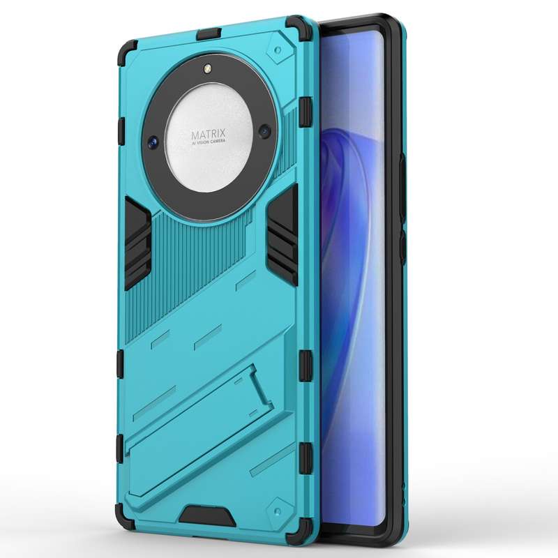 For Honor X9a/X40 5G/Magic5 Lite Punk Armor PC + TPU Phone Case with Holder(Grey)