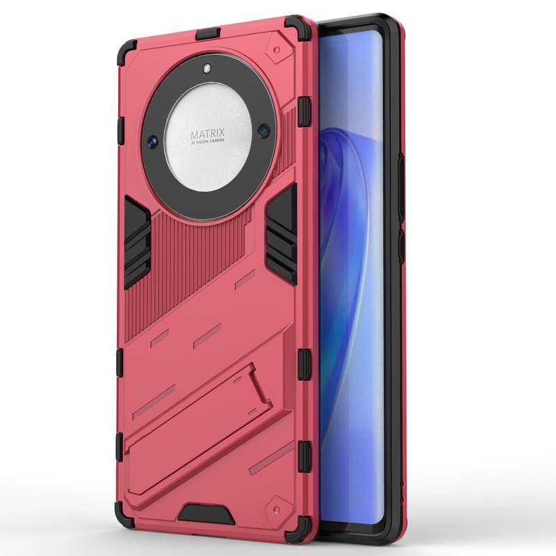 For Honor X9a/X40 5G/Magic5 Lite Punk Armor PC + TPU Phone Case with Holder(Grey)
