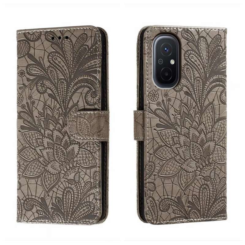 For Xiaomi Redmi 12C Lace Flower Embossing Flip Leather Phone Case(Purple)