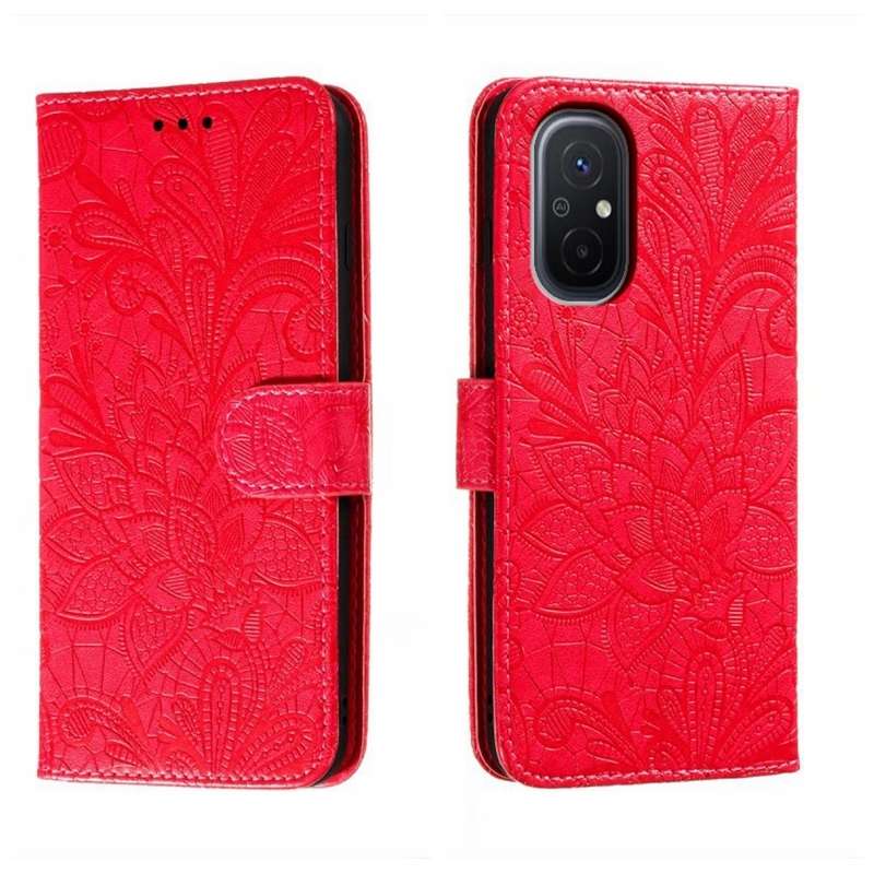 For Xiaomi Redmi 12C Lace Flower Embossing Flip Leather Phone Case(Purple)