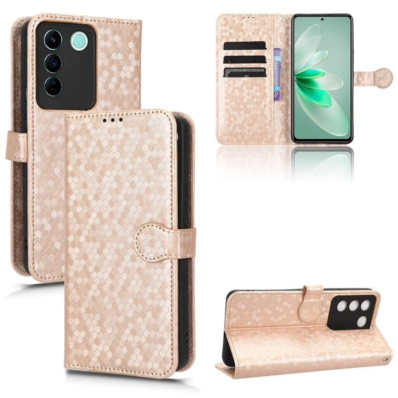 For vivo V27e / S16e Honeycomb Dot Texture Leather Phone Case(Green)