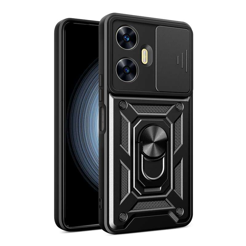 For Realme C55 4G Sliding Camera Cover Design TPU+PC Phone Case(Green)