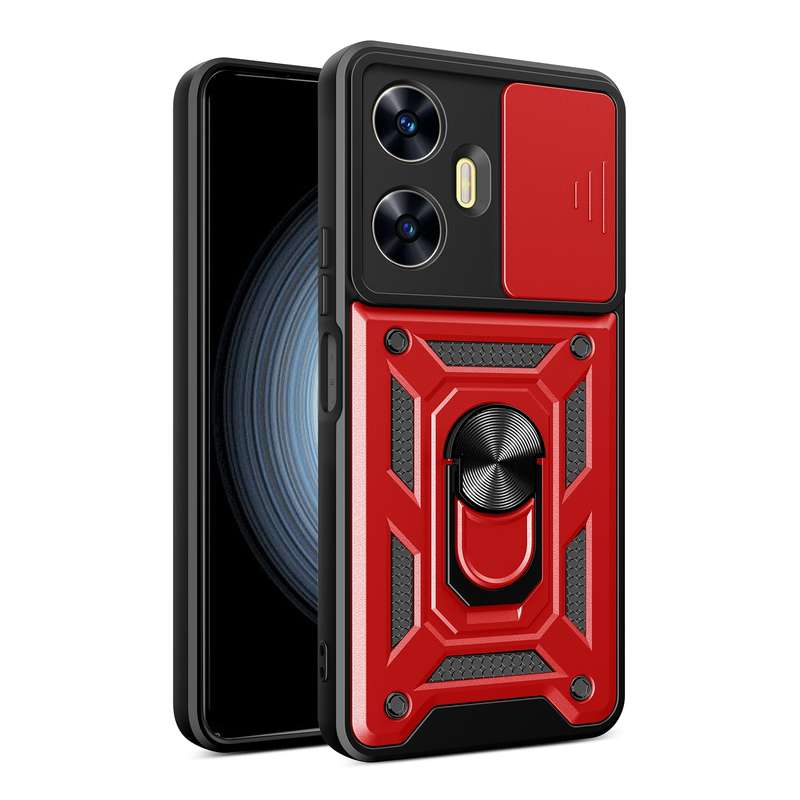 For Realme C55 4G Sliding Camera Cover Design TPU+PC Phone Case(Green)
