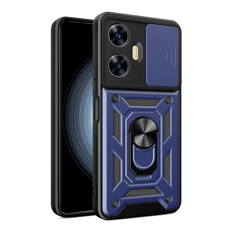 For Realme C55 4G Sliding Camera Cover Design TPU+PC Phone Case(Green)