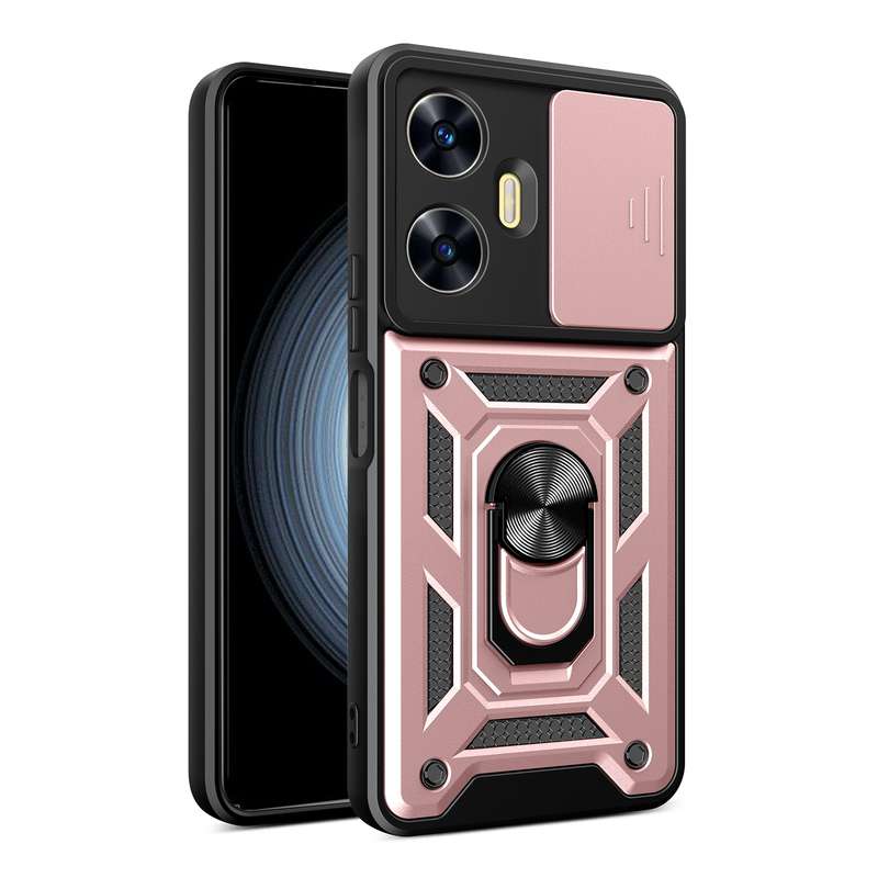 For Realme C55 4G Sliding Camera Cover Design TPU+PC Phone Case(Green)
