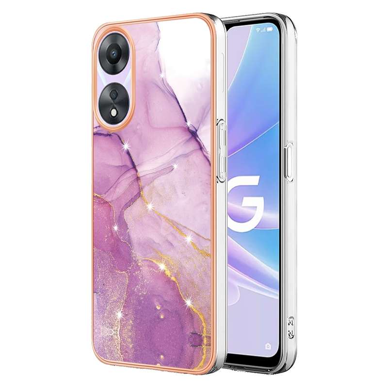 For OPPO A78/A58 Electroplating Marble Dual-side IMD Phone Case(Rose Gold 005)