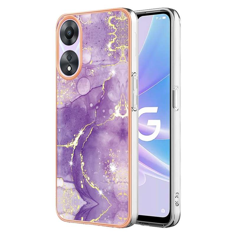 For OPPO A78/A58 Electroplating Marble Dual-side IMD Phone Case(Rose Gold 005)